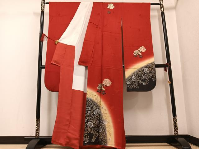 平和屋着物●豪華振袖 更紗枝花文 暈し染め 金銀彩 正絹 逸品 AABG0441ph