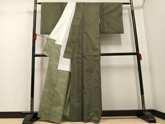 平和屋着物●二代目 川村久太郎 小紋 紬地 幾何学文様 正絹 逸品 AABG0446ph