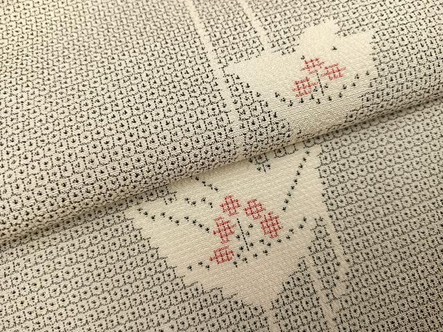 平和屋着物●本塩沢 110亀甲 花間道 正絹 逸品 未使用 AABG0453ph