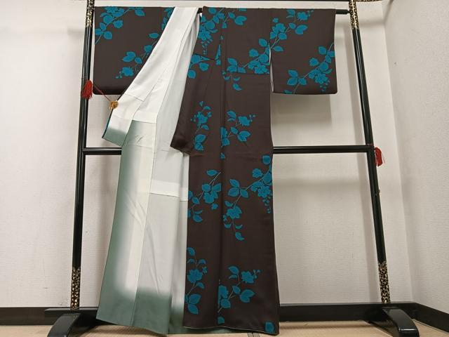 平和屋着物●上質な小紋 枝花文 正絹 逸品 AABG0461ph