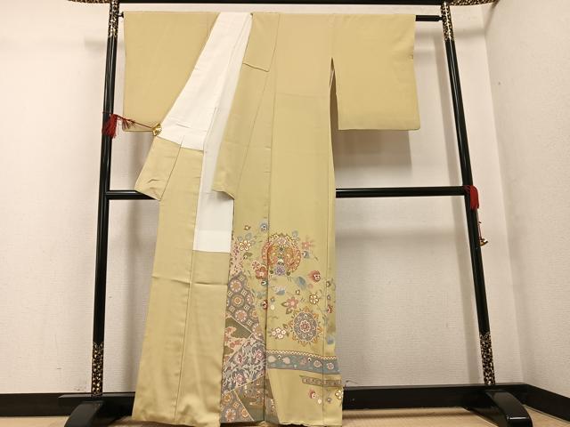 平和屋着物●豪華色留袖 作家物 駒刺繍 花鳥文 金彩 正絹 逸品 AABG0465ph