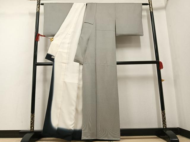 平和屋着物●江戸小紋 万筋 黒×白 正絹 逸品 AABG0471ph