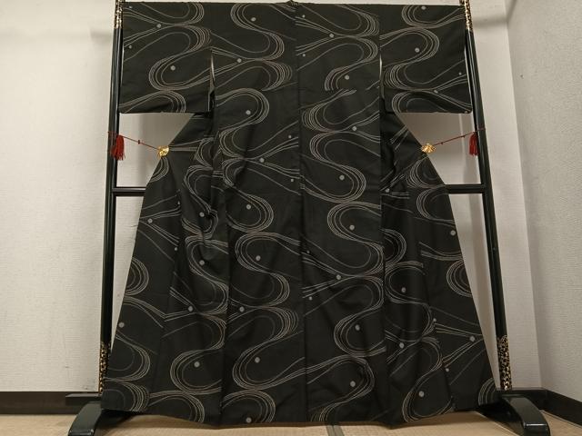 平和屋着物●本場大島紬 カタス7マルキ 総絣 流水文 正絹 逸品 AABG0478ph