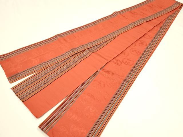 平和屋着物◎本場筑前博多織 半幅帯 間道 正絹 逸品 AABG0503ay