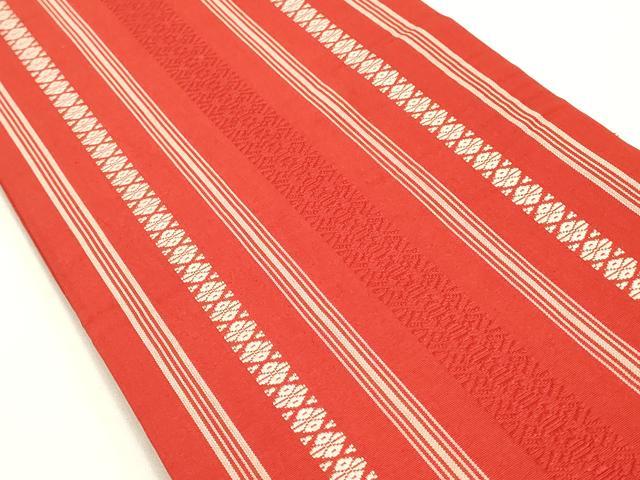 平和屋着物◎本場筑前博多織 半幅帯 吉弥帯 献上 証紙付き 正絹 逸品 AABG0562ay