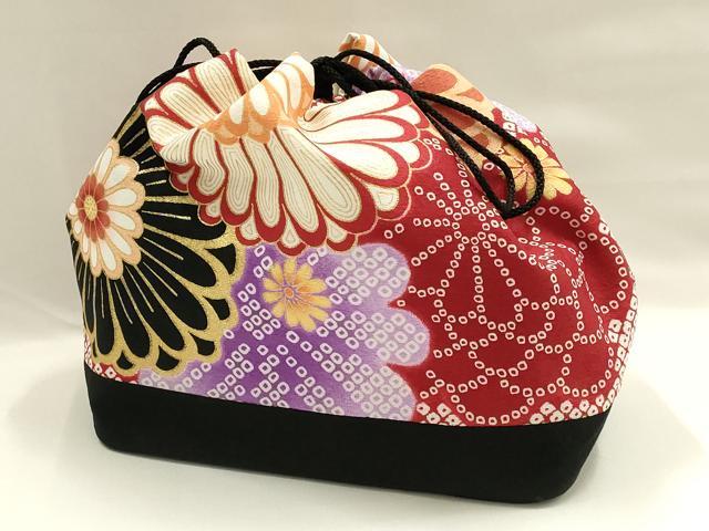 平和屋着物▼和装小物 巾着バック 花柄 金彩 逸品 AABG0593ay
