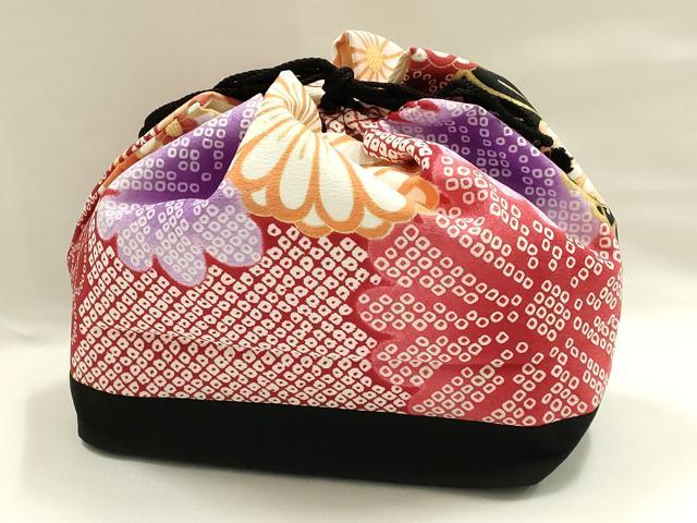 平和屋着物▼和装小物 巾着バック 花柄 金彩 逸品 AABG0593ay