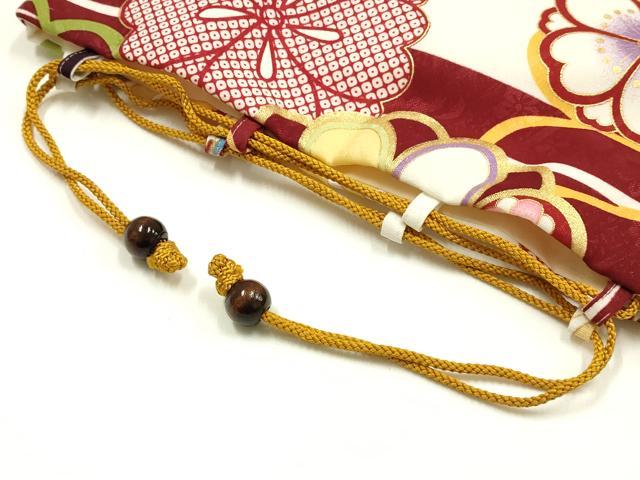 平和屋着物▼和装小物 巾着バック 花柄 金彩 逸品 AABG0594ay