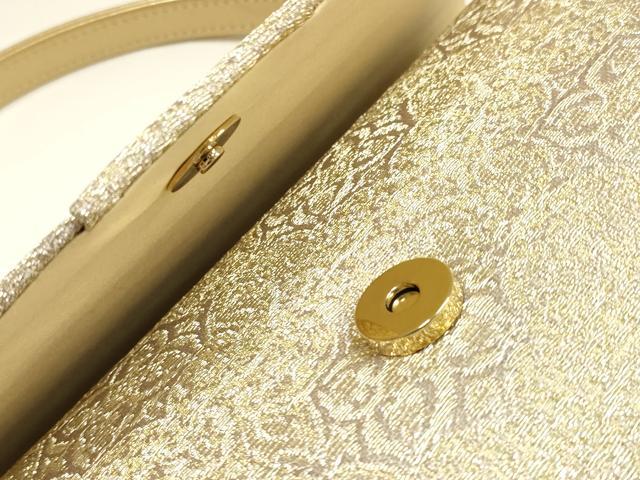 平和屋着物●和装小物 和装バッグ ハンドバッグ 花柄 金銀糸 マグネット式 逸品 AABG0599ay