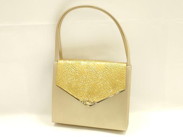 平和屋着物▼和装小物 和装バッグ ハンドバッグ 金彩 ラインストーン 逸品 AABG0614ay