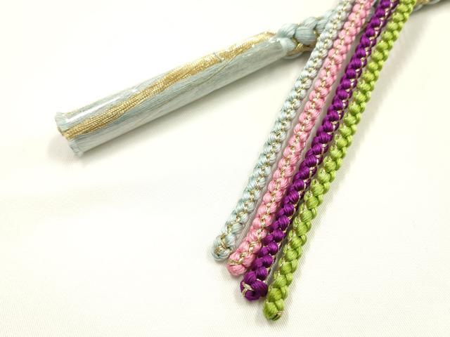 平和屋着物▼和装小物 振袖用帯締め 装飾 つまみ細工 ビーズ 金糸 クリップ式 正絹 逸品 未使用 AABG0620ay