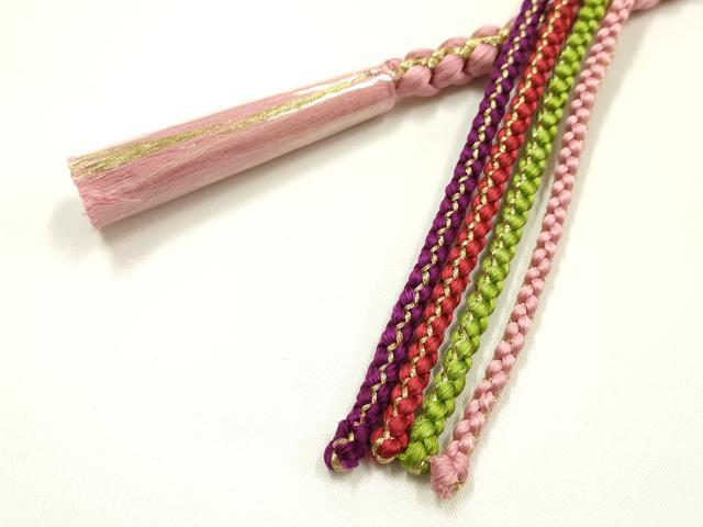 平和屋着物▼和装小物 振袖用帯締め 装飾 つまみ細工 ビーズ 金糸 クリップ式 正絹 逸品 未使用 AABG0621ay