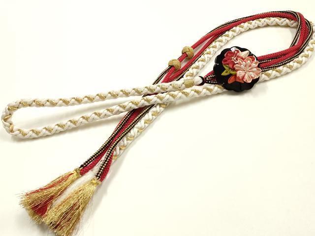 平和屋着物●和装小物 振袖用帯締め 装飾 つまみ細工 ビーズ 小田巻 金糸 逸品 AABG0629ay