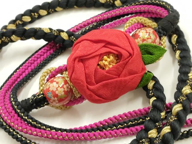 平和屋着物●和装小物 振袖用帯締め 装飾 ちりめん細工 飾り玉 金糸 金彩 逸品 AABG0638ay