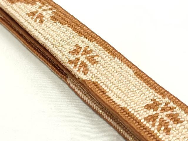 平和屋本店●和装小物 帯締め・帯揚げセット 高麗組 楽器文 立波 金糸 金彩 逸品 未使用 AABG0764ay