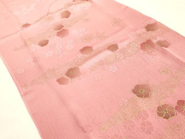 平和屋本店●和装小物 帯締め・帯揚げセット 高麗組 刺繍 舞花文 金糸 暈し染め 逸品 未使用 AABG0765ay