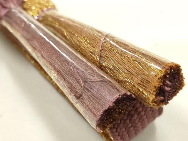 平和屋本店●和装小物 帯締め・帯揚げセット 高麗組 流水文 暈し染め 金糸 金彩 逸品 未使用 AABG0770ay