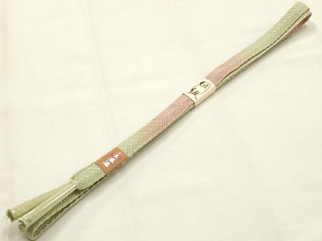 平和屋本店●和装小物 帯締め・帯揚げセット 笹浪組 舞花文 たたき染め 金銀糸 逸品 未使用 AABG0771ay