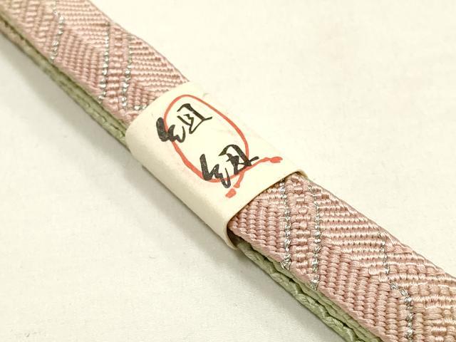 平和屋本店●和装小物 帯締め・帯揚げセット 笹浪組 舞花文 たたき染め 金銀糸 逸品 未使用 AABG0771ay