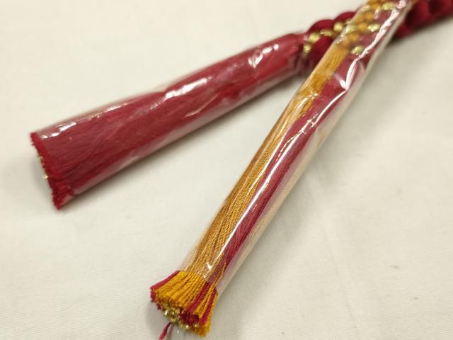 平和屋本店●和装小物 帯締め・帯揚げセット 振袖用 総絞り 花柄 菊 ビーズ 金糸 逸品 未使用 AABG0784ay