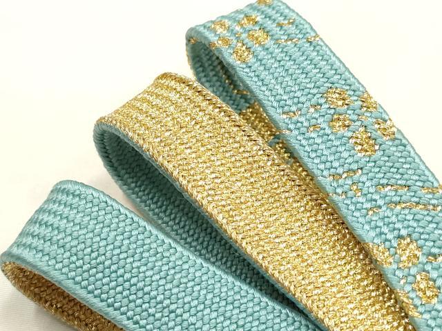 平和屋着物●和装小物 帯締め・帯揚げ・重ね衿セット 高麗組 綾出し 暈し染め 金糸 逸品 未使用 AABG0790ay