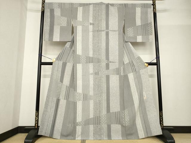 平和屋着物●伝統工芸士 水谷滉 小紋 幾何学文 ますいわ屋扱い 正絹 逸品 AABG0812ck