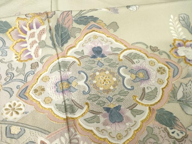 平和屋着物●訪問着 総刺繍 中国三大刺繍 相良刺繍 更紗花文 金糸 正絹 逸品 AABG0813ck
