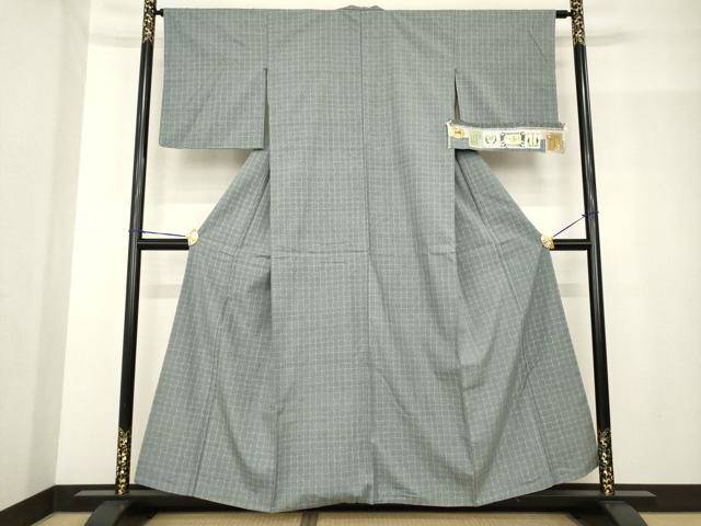 平和屋着物●本場結城紬 重要無形文化財 格子 証紙付き 正絹 逸品 AABG0820ck