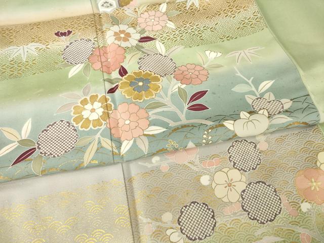 平和屋着物●創業460年・千總 訪問着 駒刺繍 舞花文 暈し染め 金彩 正絹 逸品 AABG0821ck