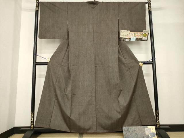 平和屋着物●本場大島紬 椎木染 半身分絣縞 関絹織物謹製 証紙付き 正絹 逸品 AABG0822ck