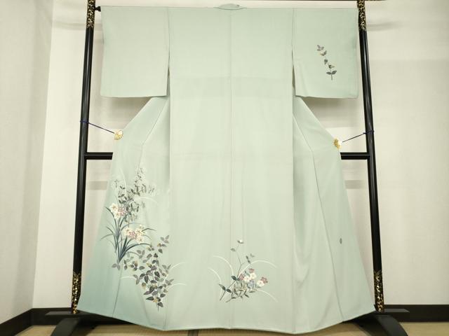 平和屋着物●本加賀友禅作家 金丸充夫 訪問着 草花文 暈し染め 正絹 逸品 AABG0824ck