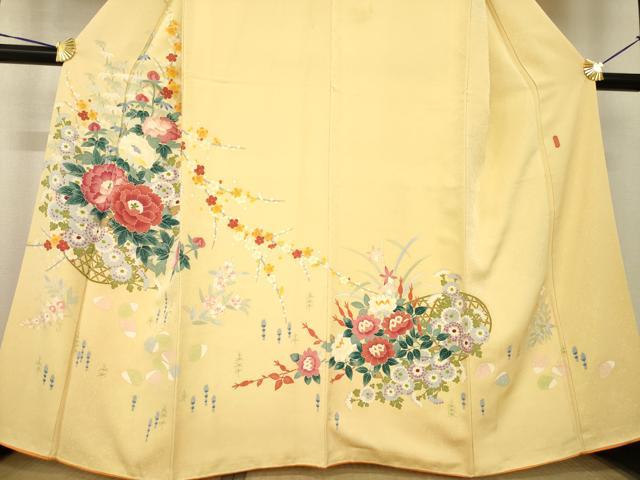 平和屋着物●訪問着 友禅 作家物 花篭文 正絹 逸品 AABG0826ck