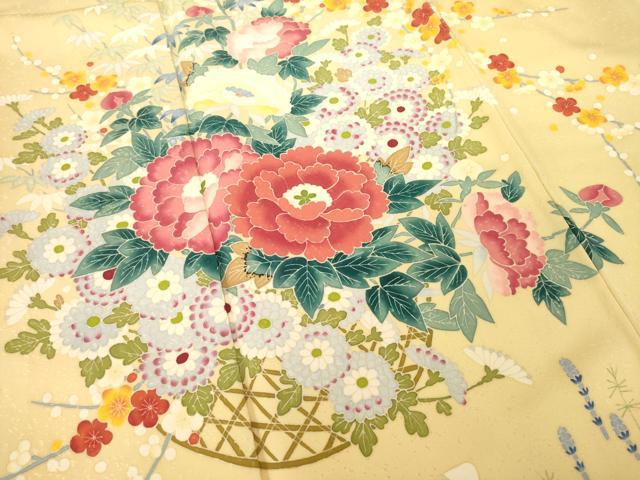 平和屋着物●訪問着 友禅 作家物 花篭文 正絹 逸品 AABG0826ck