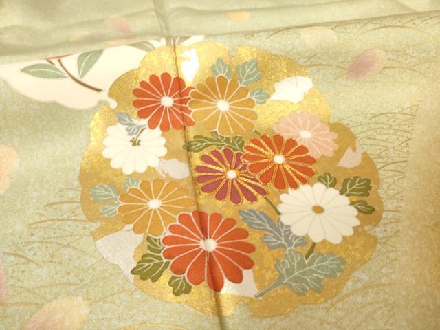平和屋着物●訪問着 雪輪花文 暈し染め 金銀彩 正絹 逸品 AABG0838ck