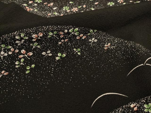 平和屋着物■上質な小紋 遠山花文 黒地 正絹 逸品 AABG0839ck
