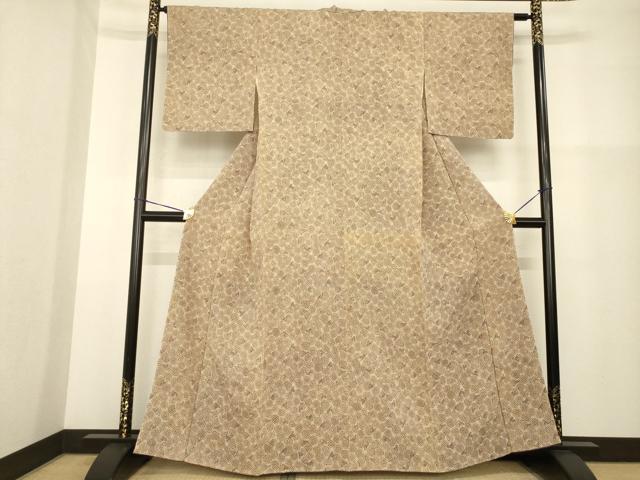 平和屋着物■上質な小紋 型染め 菊尽くし 鬼しぼ縮緬 正絹 逸品 AABG0855ck