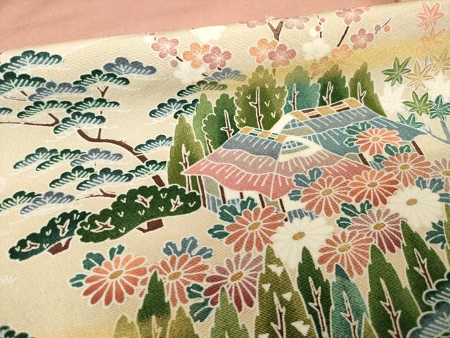 平和屋着物■訪問着 風景文 暈し染め 金彩 正絹 逸品 AABG0856ck