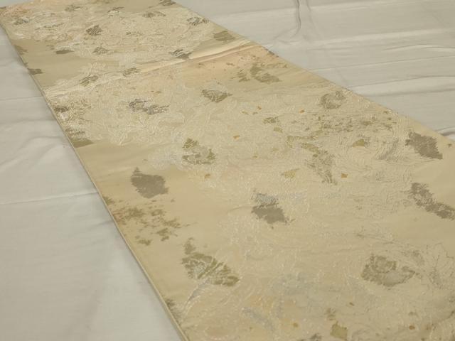 平和屋着物◎六通柄袋帯 洋花文 金銀糸 正絹 逸品 AABG0891ou