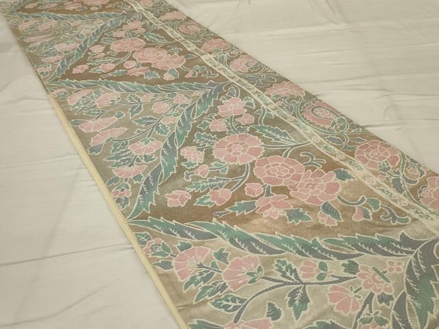 平和屋着物◎六通柄袋帯 更紗花文 正絹 逸品 AABG0916ou
