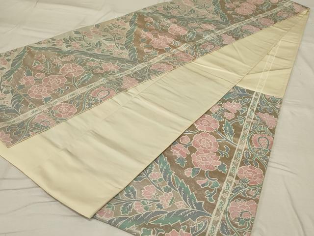 平和屋着物◎六通柄袋帯 更紗花文 正絹 逸品 AABG0916ou