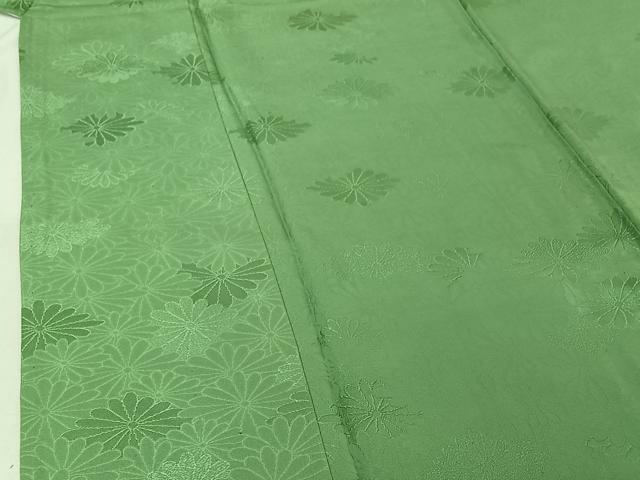 平和屋着物▽上質な色無地 単衣 花菱地紋 青磁色 正絹 逸品 AABG0926jh