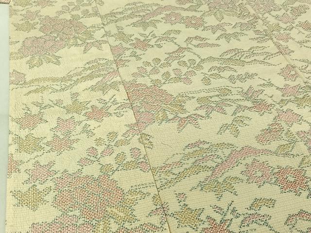 平和屋着物▽本塩沢 単衣 風景花文 正絹 逸品 AABG0927jh