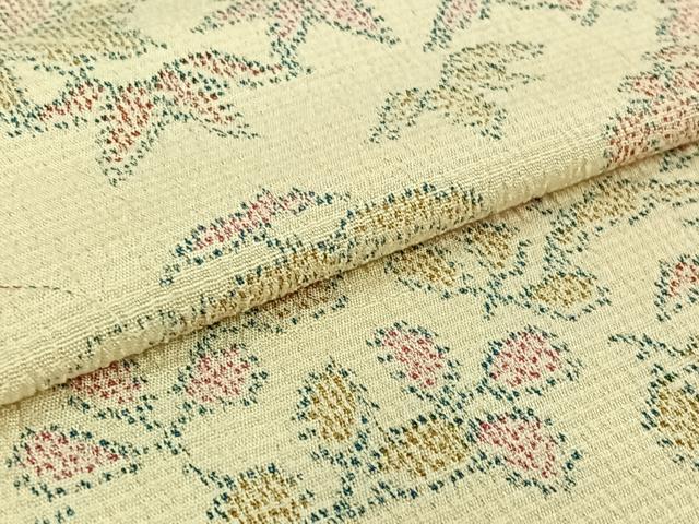 平和屋着物▽本塩沢 単衣 風景花文 正絹 逸品 AABG0927jh