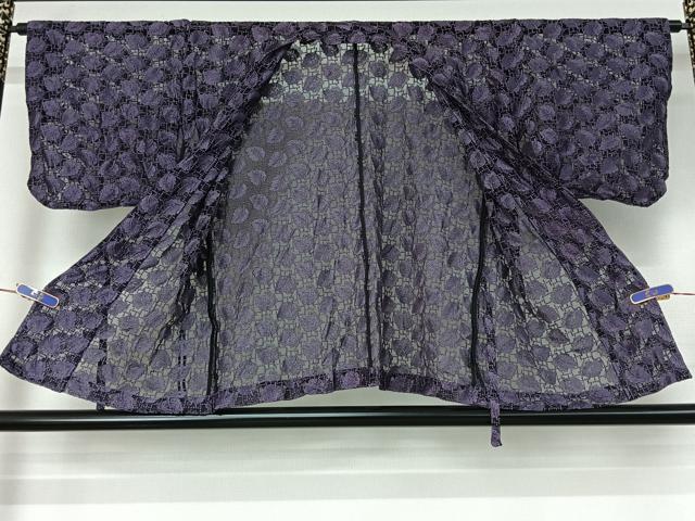 平和屋着物▽道中着 スリーシーズン 春夏秋 塵除け 草葉文 正絹 逸品 AABG0931jh