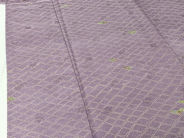 平和屋着物▽小紋 単衣 地紙花文 洗える着物 AABG0932jh