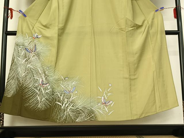 平和屋着物▽訪問着 単衣 花蝶文 暈し染め 金彩 洗える着物 AABG0939jh