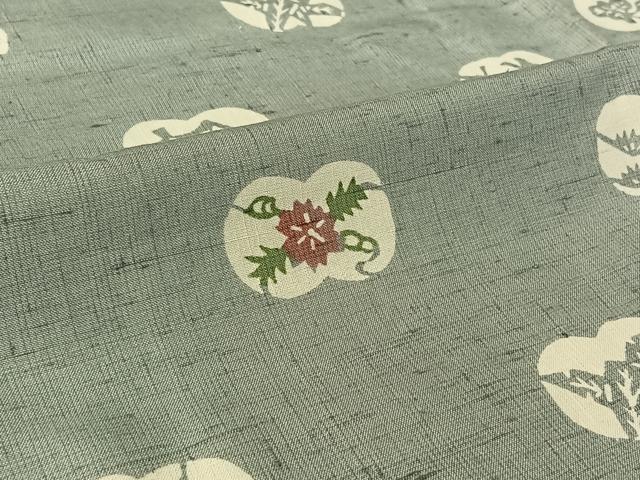 平和屋着物▽人間国宝 芹沢圭介一番弟子 下平清人 紬 単衣 花鳥文 正絹 逸品 AABG0952jh