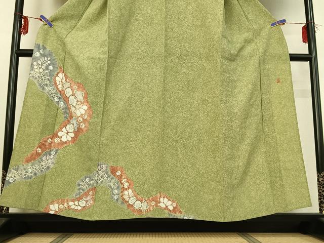 平和屋着物▽十日町 名門 滝泰謹製 訪問着 単衣 辻が花 正絹 逸品 AABG0953jh