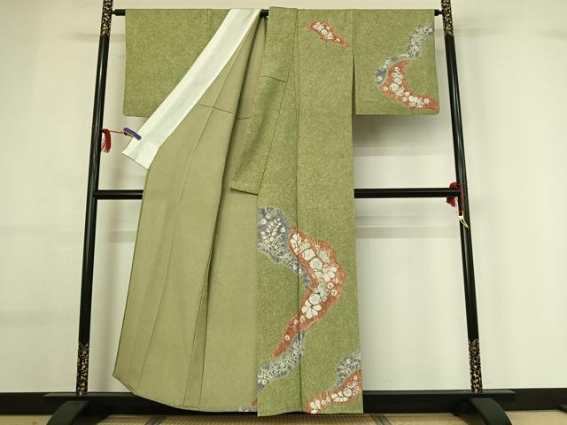 平和屋着物▽十日町 名門 滝泰謹製 訪問着 単衣 辻が花 正絹 逸品 AABG0953jh