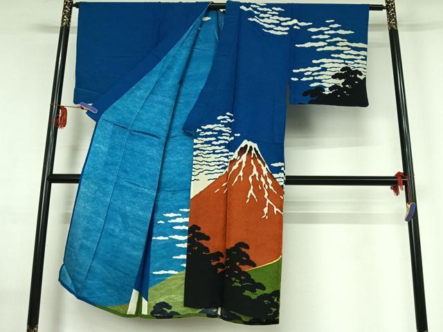 平和屋着物▽男性 訪問着 単衣 風景文 洗える着物 AABG0960jh